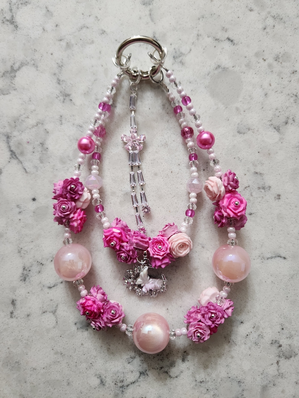 Pink Rose Keychain